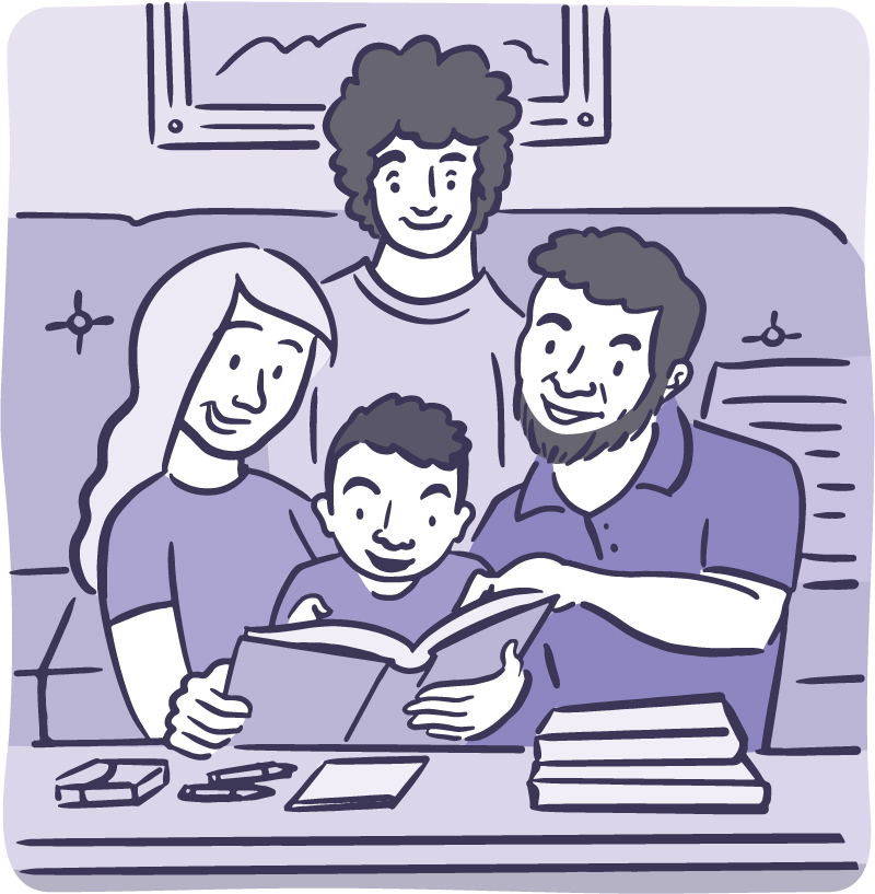 illustration family reading child