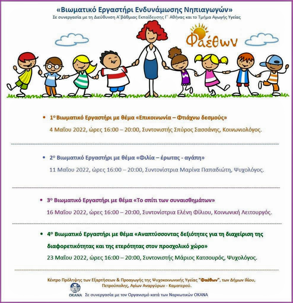 ΑΦΙΣΑ ΕΡΓΑΣΤΗΡΙ ΝΗΠΙΑΓΩΓΩΝ ΜΑΙΟΣ 2022 1